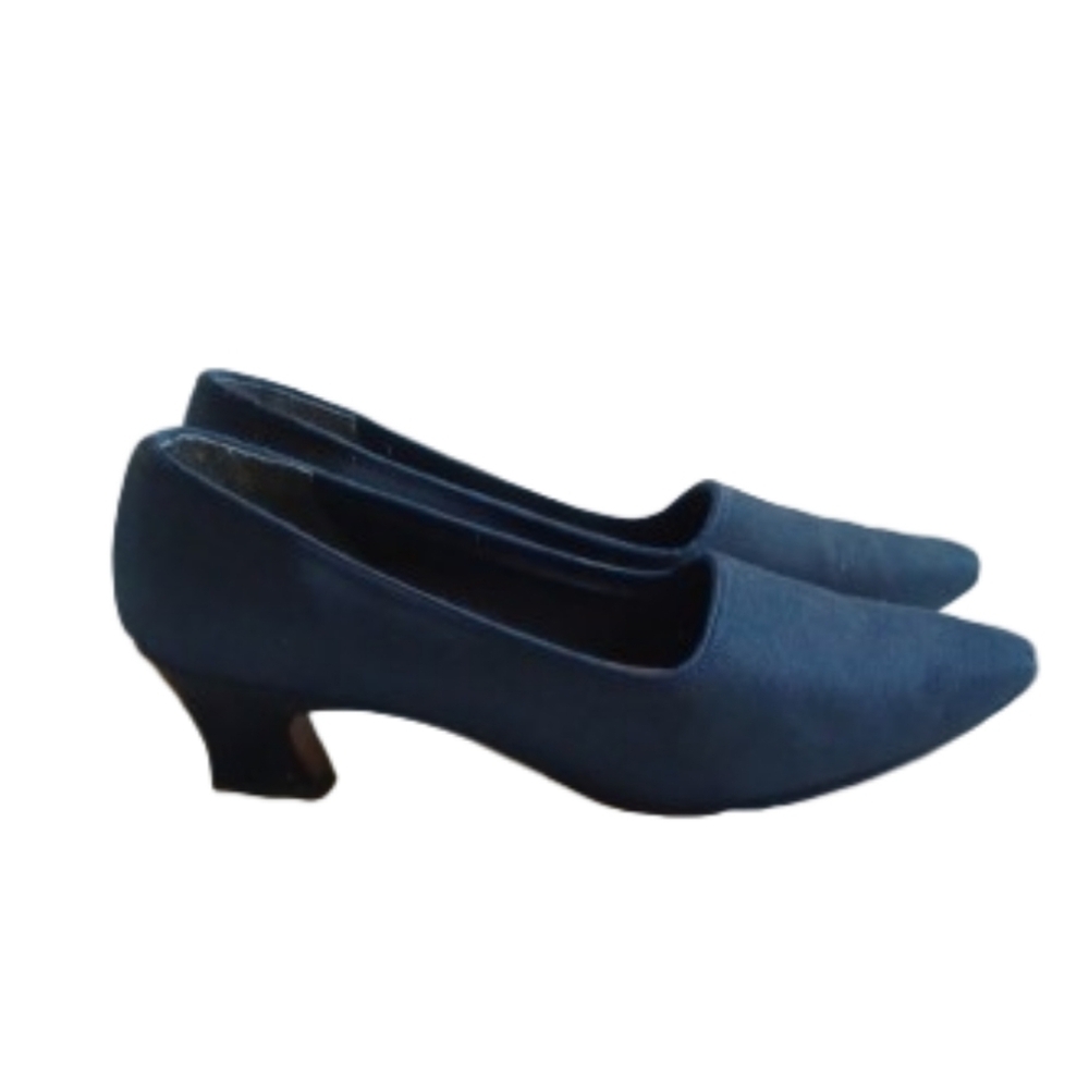 Vintage Shoe N Co Women’s Size 6 Navy Blue Kitten Heel Pumps 1.5” Classic Pointe